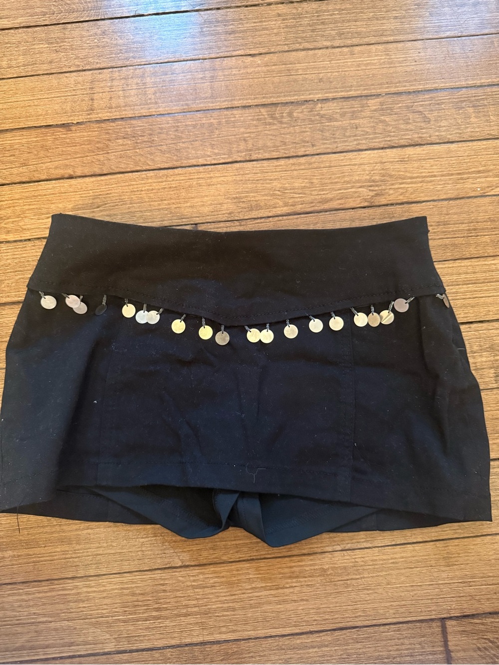 Edikted Black Mini Skort with Sequin Charm Trim